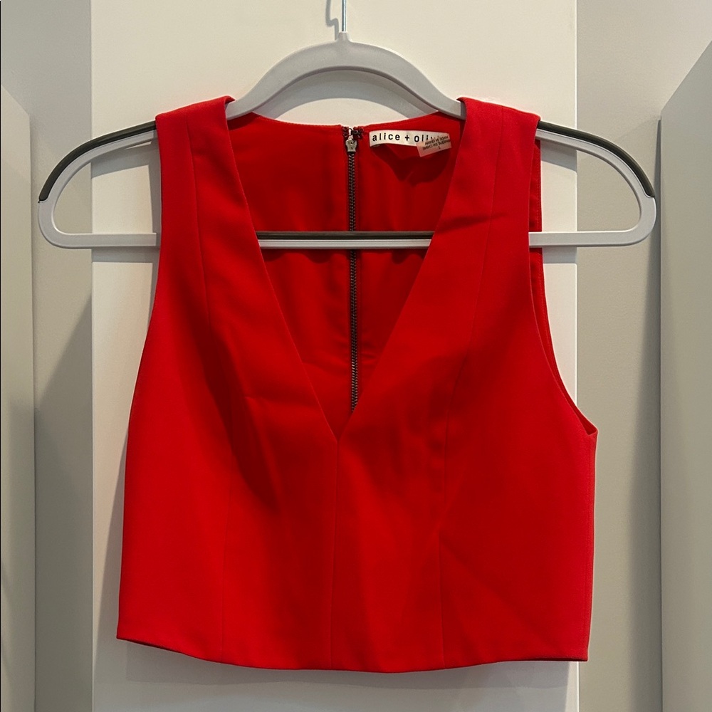 Alice + Olivia Vivid Red Crop Top